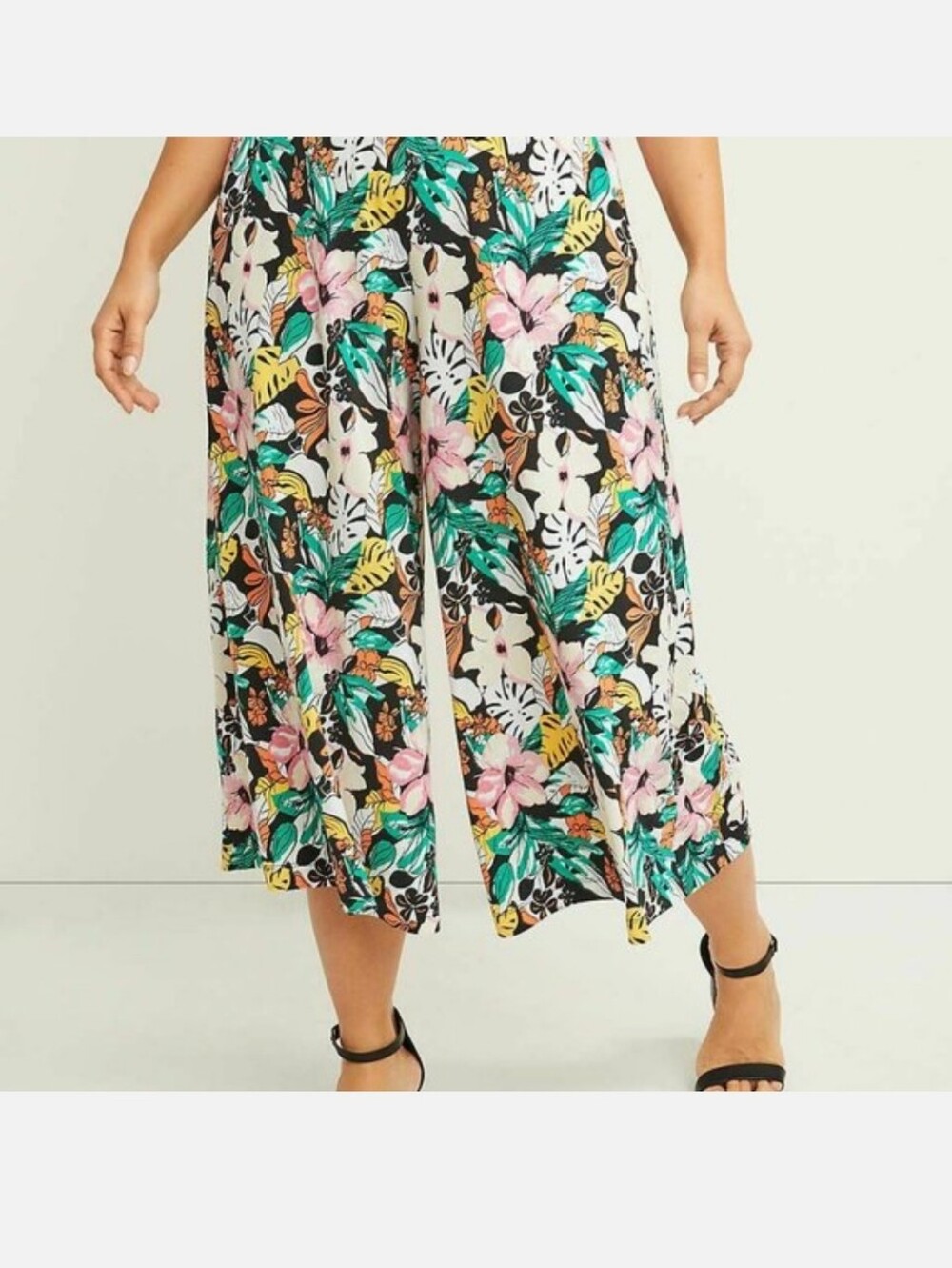 Lane Bryant Floral Print Cropped Wide Leg Pants 18/20W